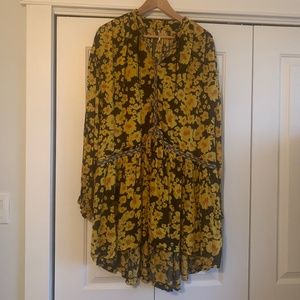 Free people floral tunic length knit top